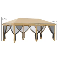 Outsunny Baldachin Pop-Up cu Plasă, Cort pentru Petreceri cu Geantă de Transport pentru Exterior, 585x295x270 cm, Bej(m-3)