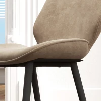 HOMCOM Velvet Dining Chairs, Set of 2 Dining Room Chairs with Metal Legs for Living Room, Dining Room, Light Brown(m-9)