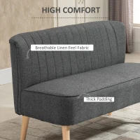 HOMCOM 2 Seater Sofa for Living Room, Modern Velvet Fabric Couch, Armless Loveseat Sofa Settee with Wood Legs for Bedroom and Home Office, Light Grey(m-4)