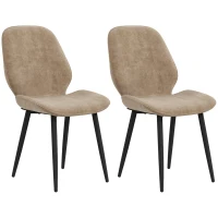 HOMCOM Velvet Dining Chairs, Set of 2 Dining Room Chairs with Metal Legs for Living Room, Dining Room, Light Brown(m-1)