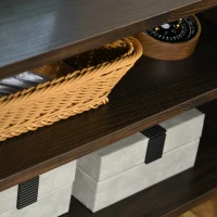 HOMCOM Dulap Suport TV Pana la 55" cu 2 Dulapioare, Mobila de Sufragerie din Lemn cu Picioare Metalice, 120x39x50 cm, Maro si Auriu(m-9)