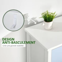 HOMCOM Chiffonnier commode meuble de rangement tiroirs multicolores avec poignée métal coquille en bois(m-6)