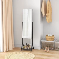 HOMCOM Free Standing Dressing Mirror, Full Length Mirror with Adjustable Angle, Storage Shelf for Living Room, Bedroom, Hallway(m-2)