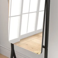HOMCOM Free Standing Dressing Mirror, Full Length Mirror with Adjustable Angle, Storage Shelf for Living Room, Bedroom, Hallway(m-8)