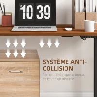 Vinsetto Bureau assis-debout électrique réglable en hauteur mode de spécifique acier 120 x 60 x 73-118 cm aspect bois et noir(m-7)