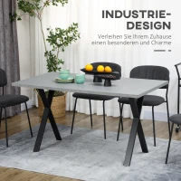 HOMCOM Stół do jadalni, Kuchenny, Stół do jedzenia, ze wzorem kamienia, Szary(m-4)