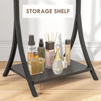 HOMCOM Free Standing Dressing Mirror, Full Length Mirror with Adjustable Angle, Storage Shelf for Living Room, Bedroom, Hallway(m-5)