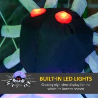 HOMCOM 5FT Long Halloween Inflatable Spider, Hanging Giant Spider with Colourful LED Light, Blow-Up Outdoor LED Garden Display for Lawn, Party(m-4)
