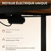 Vinsetto Bureau assis-debout électrique réglable en hauteur mode de spécifique acier 120 x 60 x 73-118 cm aspect bois et noir(m-8)