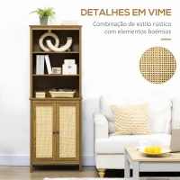 HOMCOM Estante de Livros Móvel para Sala de Estar com 2 Portas de Vime e 3 Prateleiras de Armazenamento 60x34,5x162cm Nogueira(m-4)