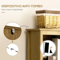 HOMCOM Estante de Livros Móvel para Sala de Estar com 2 Portas de Vime e 3 Prateleiras de Armazenamento 60x34,5x162cm Nogueira(m-6)