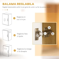 Unitate de camara inalta HOMCOM din PA de culoare alb si lemn cu 4 usi cu dulapuri si raft deschis, pentru bucatarie si sufragerie, 80x40x180 cm(m-6)