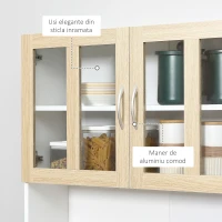 HOMCOM Credenta Lemn Bucatarie – 80×40×180 cm cu Sertare & Usi Sticla(m-6)