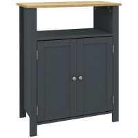 kleankin Dulap de Depozitare de Podea pentru Baie, Dulap de Baie Independent cu Usi Duble si Raft Reglabil, Gri