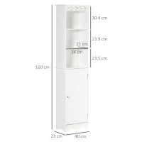 Homcom Coloana Baie Lemn Alb – 40×23×160 cm, Decor Sculptura Florala(m-3)