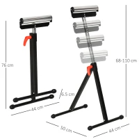 HOMCOM trepied cu Role si Inaltime Reglabila din Metal, Design Pliabil care Economiseste Spatiu cu Rulmenti cu Bila, 44x50x68-110 cm, Negru si Argintiu(m-3)