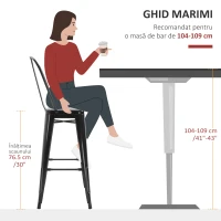 HOMCOM Scaun Metalic Solid si Stivuibil, 44x46x116 cm, negru(m-7)