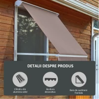 Outsunny copertina de soare verticala, 180×70cm, maro(m-7)