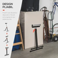 HOMCOM trepied cu Role si Inaltime Reglabila din Metal, Design Pliabil care Economiseste Spatiu cu Rulmenti cu Bila, 44x50x68-110 cm, Negru si Argintiu(m-6)