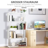 HOMCOM Standregal 4 Fächer Raumteiler Eckregal Wandregal Büroregal Weiß 80x30x145 cm(m-4)