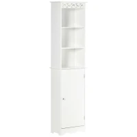 Homcom Coloana Baie Lemn Alb – 40×23×160 cm, Decor Sculptura Florala(m-1)