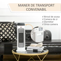 HOMCOM Soba Electrica Oscilanta cu Telecomanda, Temperatura Reglabila Timer(m-8)