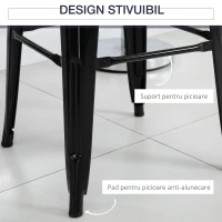 HOMCOM Scaun Metalic Solid si Stivuibil, 44x46x116 cm, negru(m-6)