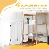 Pawhut Bariera Caini – 3 Sectiuni Pliabile din Lemn Alb(m-5)