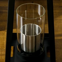 HOMCOM Set de 2 Seminee Independente cu Etanol, Semineu cu Bioetanol pentru Interior sau Exterior cu Capac de Flacara, Rezervor de 0,4L, max. 15㎡, Arde pana la 2 ore, Negru(m-8)