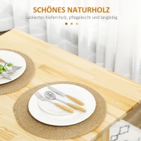 HOMCOM Massief houten eettafel, opklapbare tafel, uitbreidbaar, naturel(m-6)