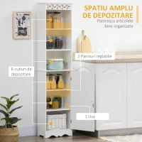 Homcom Coloana Baie Lemn Alb – 40×23×160 cm, Decor Sculptura Florala(m-4)