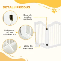 Pawhut Bariera Caini – 3 Sectiuni Pliabile din Lemn Alb(m-6)