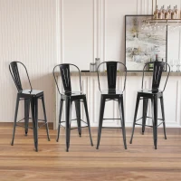 HOMCOM Scaun Metalic Solid si Stivuibil, 44x46x116 cm, negru(m-2)