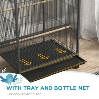 PawHut Bird Cage, Budgie Cage, with Rolling Stand, for Small Birds - Grey(m-6)