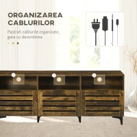 HOMCOM Comoda TV pentru televizoare cu diagonala de pana la 65'', consola TV cu sertar, usi si rafturi de depozitare pentru sufragerie, dormitor, maro rustic(m-5)