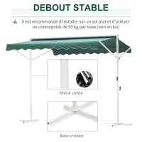 Outsunny Store Double Pente 3 x 3 m Manuel rétractable Inclinaison réglable métal Polyester imperméabilisé Vert(m-7)