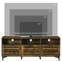 HOMCOM Comoda TV pentru televizoare cu diagonala de pana la 65'', consola TV cu sertar, usi si rafturi de depozitare pentru sufragerie, dormitor, maro rustic(m-7)