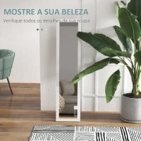 HOMCOM Espelho de Pé 37x155 cm Espelho de Corpo Inteiro Espelho de Parede Retangular com Estrutura de Madeira Branco(m-4)