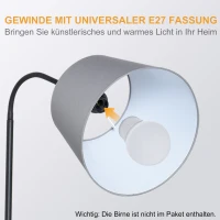 HOMCOM Stehlampe Stehleuchte Standleuchte mit Lagerregal, Kiefernholz+Sthal, 36x36x165cm (Braun+Grau+Schwarz)(m-6)