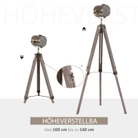 HOMCOM Stehleuchte Standlampe Stehlampe höhenverstellbar 3-Bein E14 Kiefer Bronze L65 x B65 x H100-140 cm(m-4)