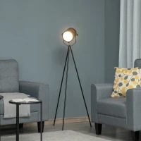 HOMCOM Stehlampe Industriedesign Stativ Standleuchte Metall Schwarz(m-2)