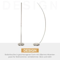 HOMCOM LED Stehlampe in Kurvenform, Stehleuchte, Standleuchte, 3000 K Farbtemperatur, Aluminium, 50 x 23 x 149 cm(m-4)