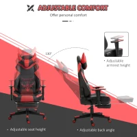 Vinsetto High-Back Gaming Chair, Racing Style Gamer Chair, Faux Leather Computer Chair with Footrest, Wheels, Red(m-5)