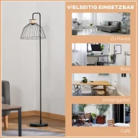 Lampa podłogowa Homcom, retro design, gniazdo, E27, 40 W, metalowa szczura, czarna(m-6)