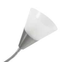 HOMCOM Moderne Stehlampe 2 Köpfe Verstellbares Leselicht, Standleuchte, Doppelköpfes Design mit Stahlfuß,Silber, Weiß, 28 x 28 x 179,5 cm(m-9)