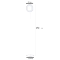 HOMCOM vloerlamp met LED 90 graden verstelbaar afneembare lichtmast lamp metaal acryl wit Ø28 x 171,5 cm(m-3)