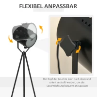 HOMCOM Stehlampe Industriedesign Stativ Standleuchte Metall Schwarz(m-7)