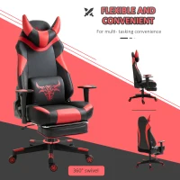 Vinsetto High-Back Gaming Chair, Racing Style Gamer Chair, Faux Leather Computer Chair with Footrest, Wheels, Red(m-6)