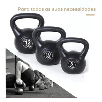 HOMCOM Peso Russo de 8 kg Kettlebell Preenchido de Areia com Punho Largo e Antiderrapante para Trenos em Casa e Ginásio 22x17x24 cm Preto(m-7)