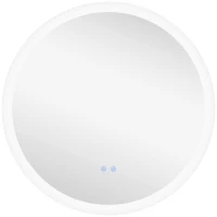 kleankin Espelho Casa de Banho Redondo com Luzes LED 70x70 cm Função Antiembaciamento 3 Luzes Função de Memória e Interruptor Tátil Prata(m-10)